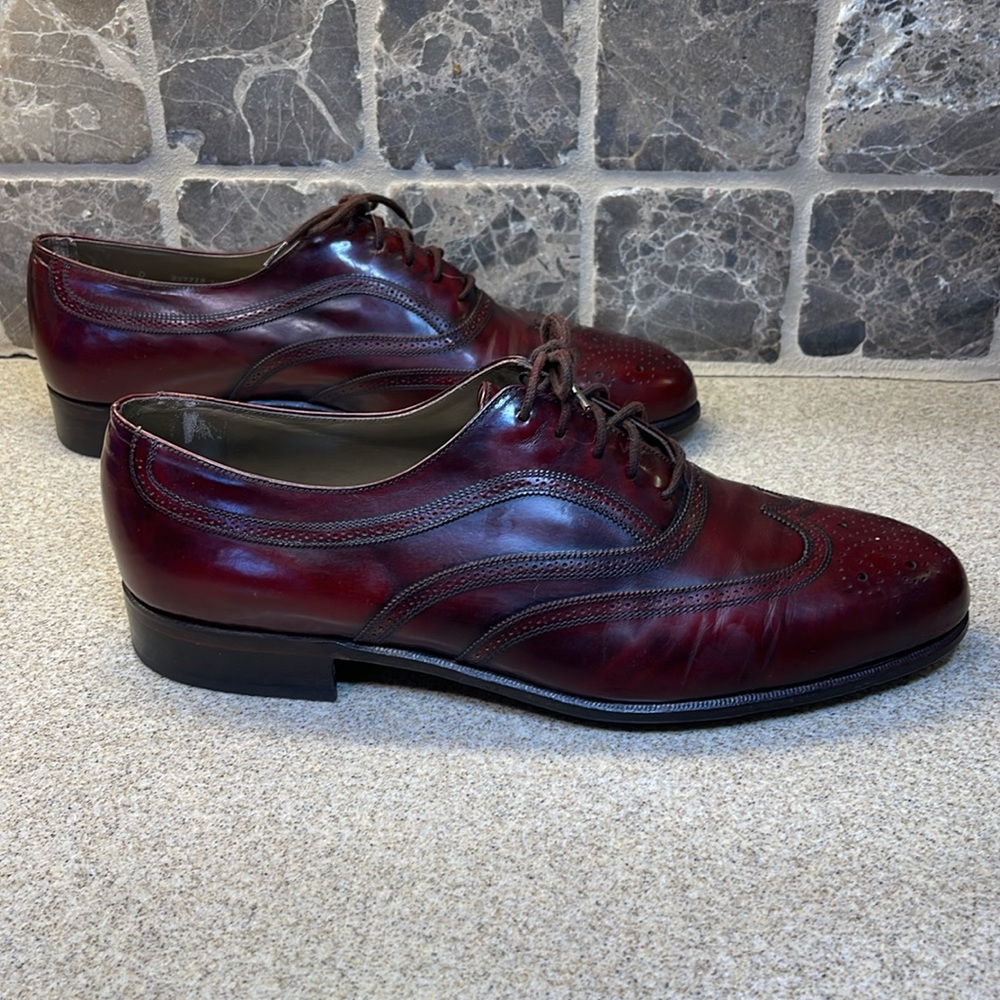 663 Berkshire 02 Extra Souple WING BALLY Switzerland SIZE 11D  Burgundy color. - Picture 3 of 12
